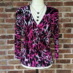 New York & Company Animal Print Sweater Sz Medium